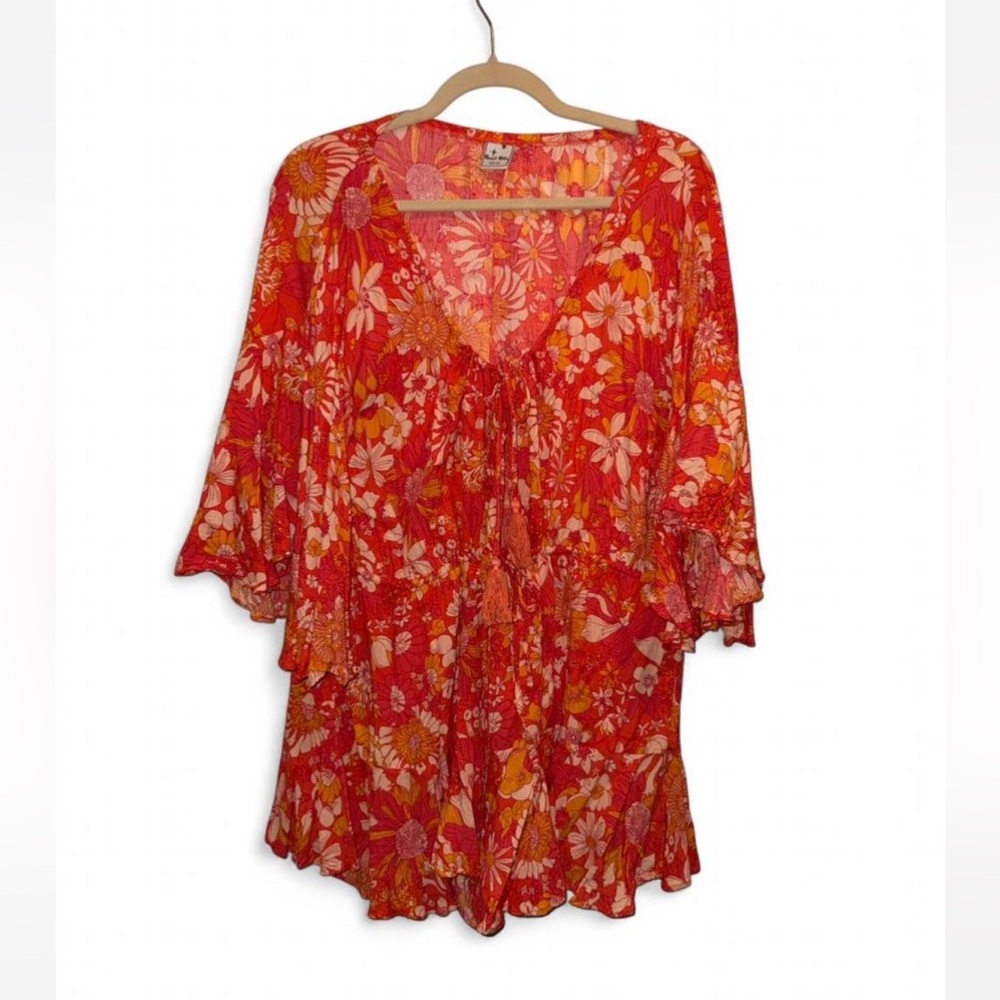 Angel Biba pink cinch waist floral romper
